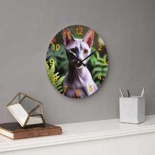 Tuna The Hairless Canadian Cat,  Large Clock