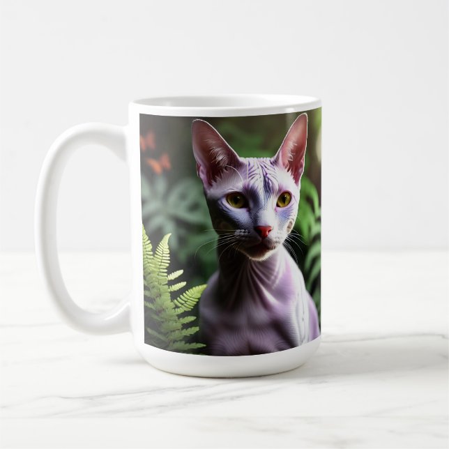 "Tuna the Hairless Cat: Sleek and Silky"  Coffee Mug (Left)