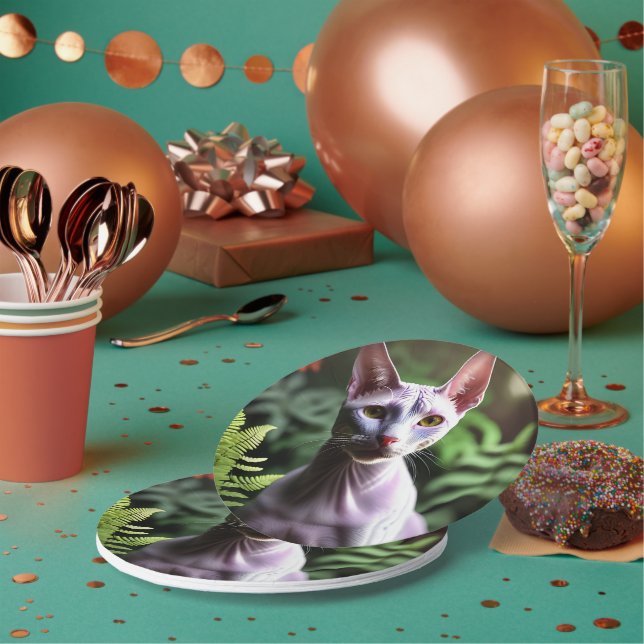 "Tuna the Hairless Cat: Sleek and Silky"  Paper Plates (Multi)
