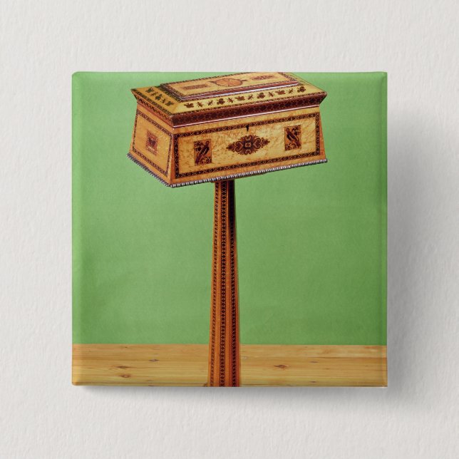 Tunbridge-ware tea poy button (Front)