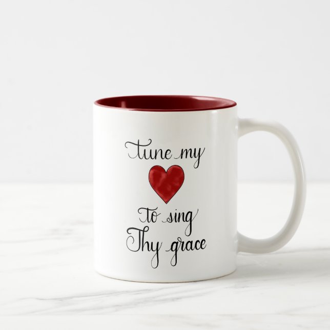 “Tune My Heart To Sing Thy Grace” Handlettered Mug (Right)