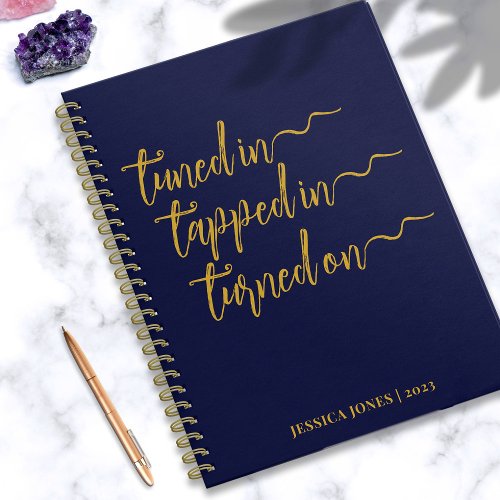 Tuned In Law of Attraction Affirmation Navy Blue Notebook