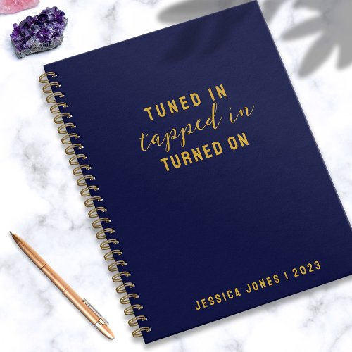 Tuned In Law of Attraction Elegant Navy Positivity Notebook
