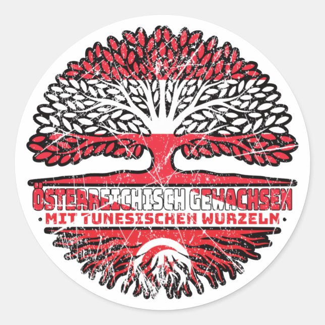 Tunesien Tunesisch Österreichisch Österreich Baum Classic Round Sticker (Front)