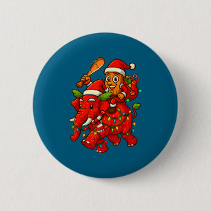 Tung Tung Sahur Riding Elephant Christmas Italian  Button