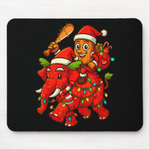 Tung Tung Sahur Riding Elephant Christmas Italian Mouse Pad