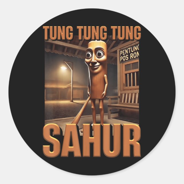 Tung Tung Tung Sahur Ai Monster Italian Brainrot K Classic Round Sticker (Front)
