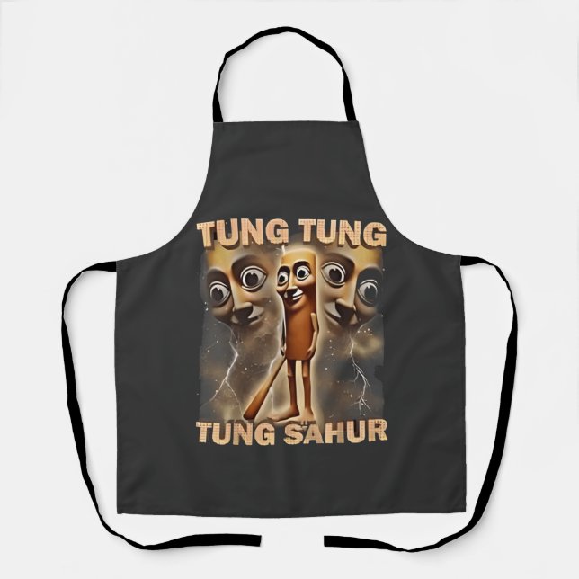 Tung tung tung sahur Brainrot Meme Apron (Front)