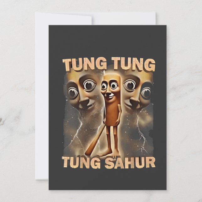 Tung tung tung sahur Brainrot Meme Invitation (Front)