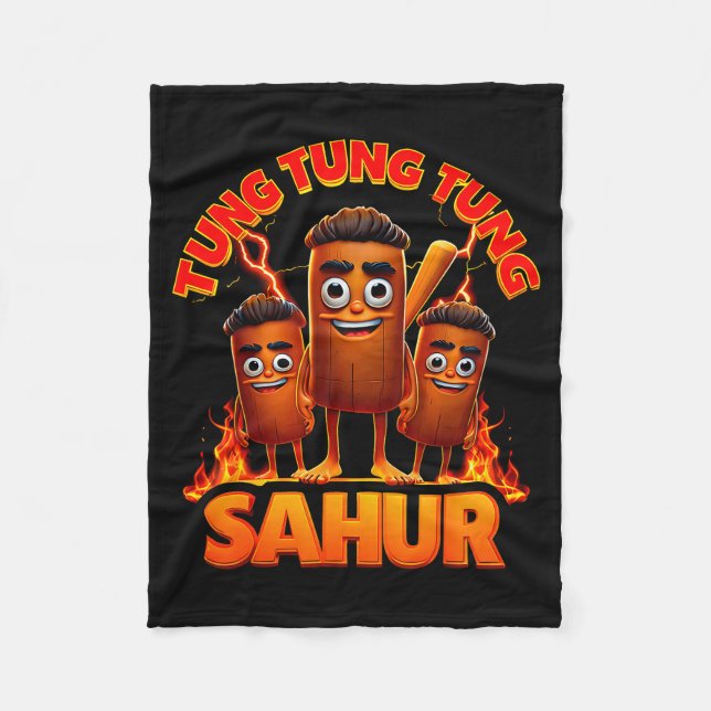 Tung Tung Tung Sahur  Fleece Blanket (Front)
