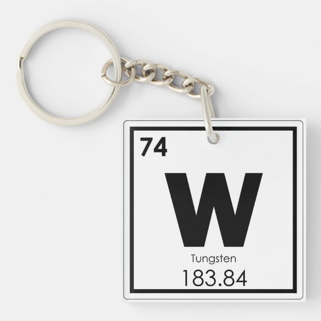 Tungsten chemical element symbol chemistry formula keychain (Front)