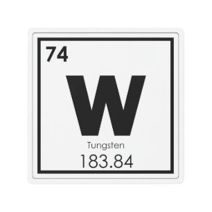 Tungsten chemical element symbol chemistry formula metal print