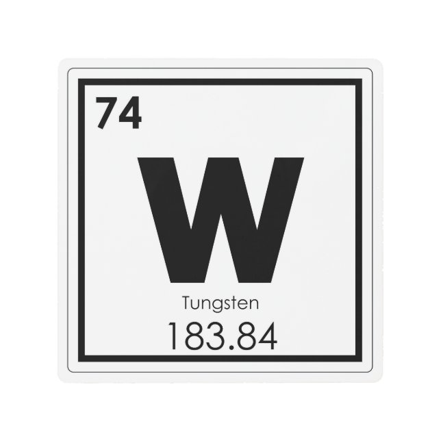 Tungsten chemical element symbol chemistry formula metal print (Front)