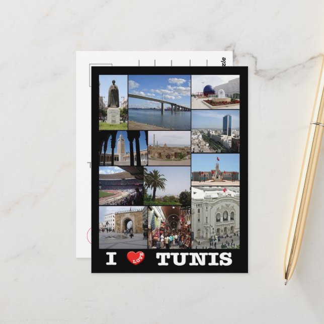 Tunis - I Love - Tunisia - Postcard (Front/Back In Situ)