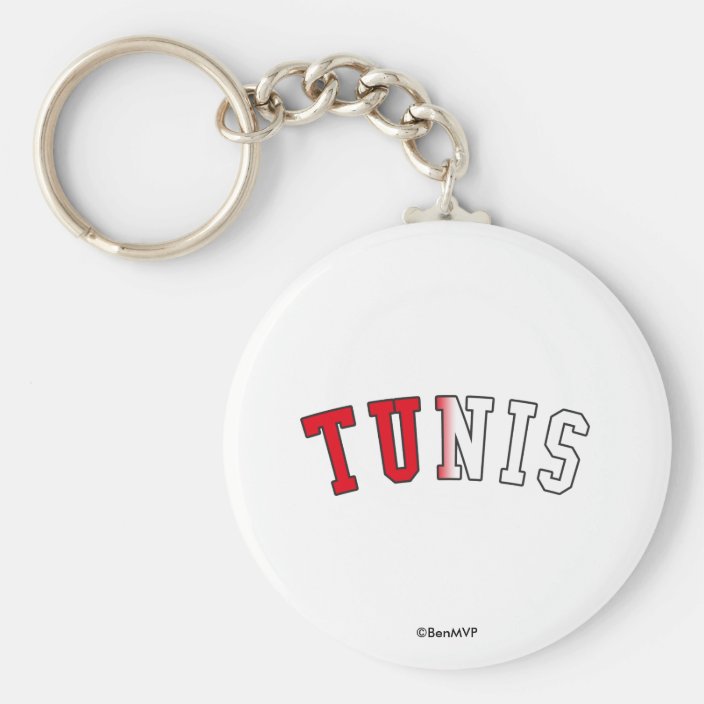 Tunis in Tunisia National Flag Colors Key Chain