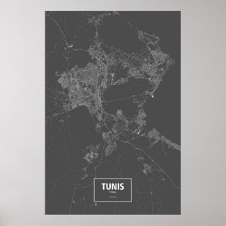 Tunis, Tunisia (white on black) Poster
