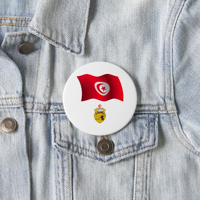 Tunisia Flag and Coat of Arms Patriotic Tunisian  Button (Creator Uploaded)