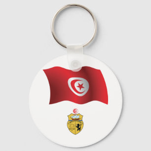 Tunisia Flag and Coat of Arms Patriotic Tunisian  Keychain