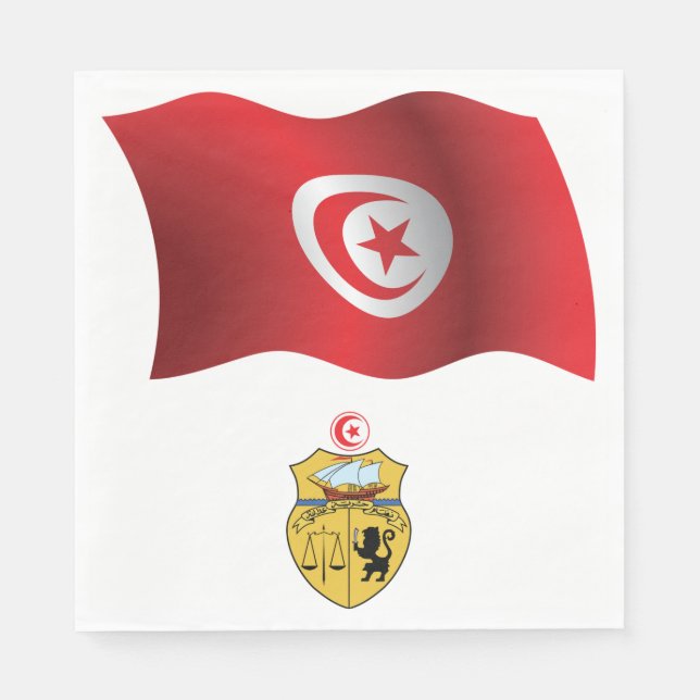 Tunisia Flag and Coat of Arms Patriotic Tunisian  Napkins (Front)