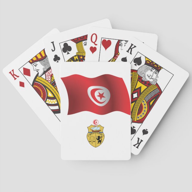 Tunisia Flag and Coat of Arms Patriotic Tunisian  Poker Cards (Back)