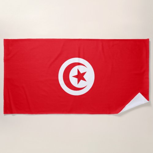 Tunisia Flag Beach Towel