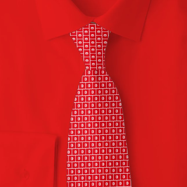 Tunisia Flag Brick Pattern Neck Tie (Creator Uploaded)