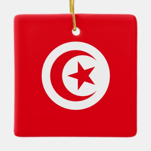 Tunisia Flag Ceramic Ornament