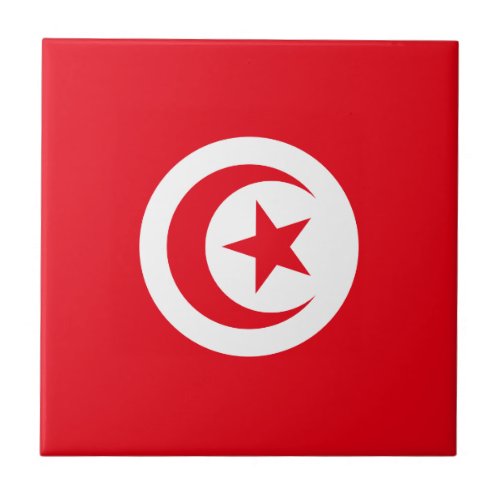 Tunisia Flag Ceramic Tile