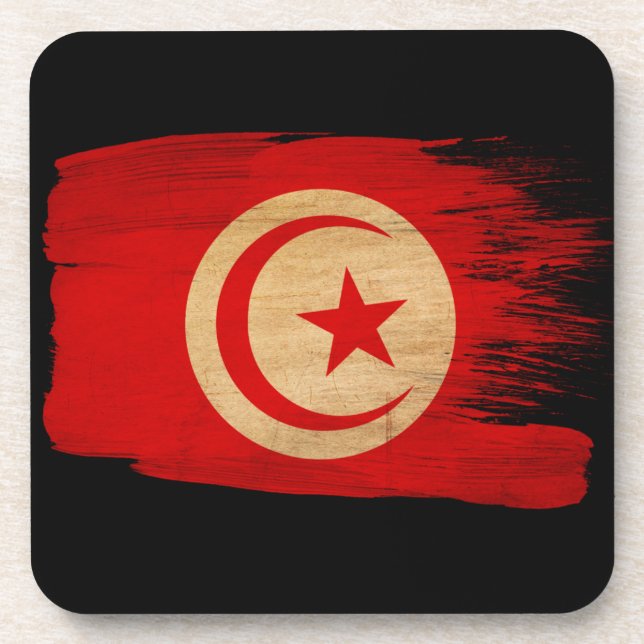 Tunisia Flag Drink Coaster (Front)
