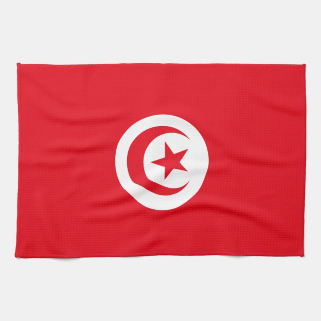 Tunisia Flag Kitchen Towel (Horizontal)
