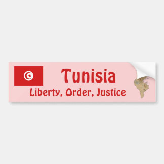 Tunisia Flag + Map Bumper Sticker