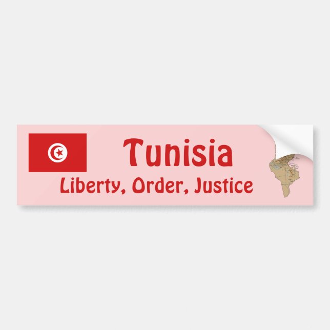 Tunisia Flag + Map Bumper Sticker (Front)