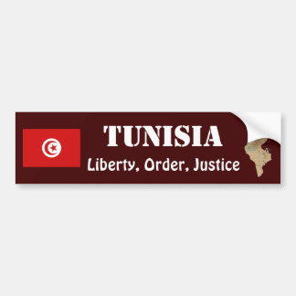 Tunisia Flag + Map Bumper Sticker