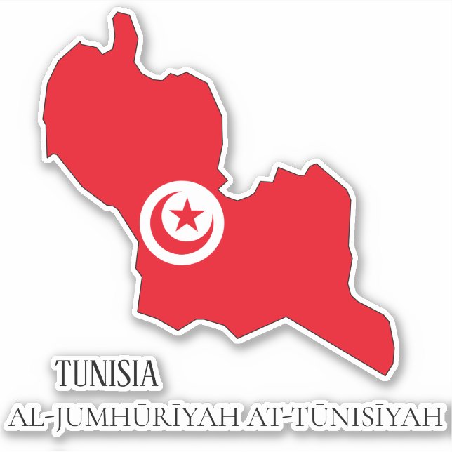 Tunisia Flag Map Patriotic Sticker (Front)