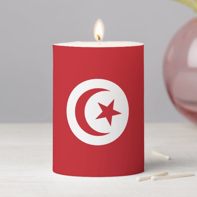 Tunisia flag pillar candle (In Situ)