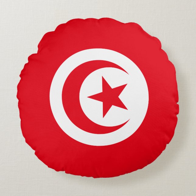 Tunisia Flag Round Pillow (Front)