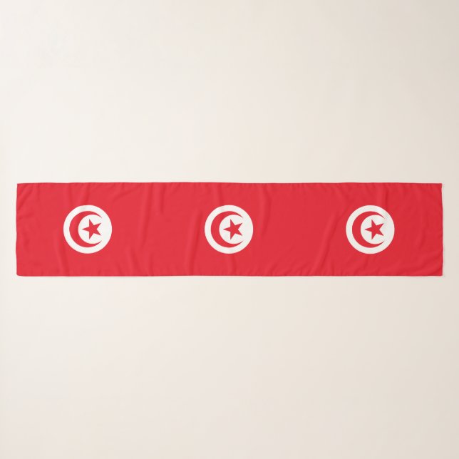 Tunisia Flag Scarf (Front (Horizontal))