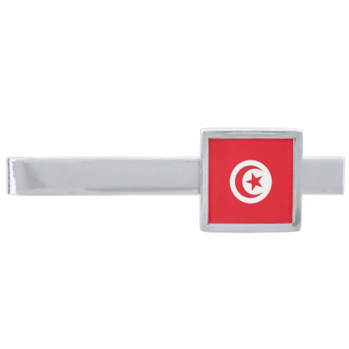Tunisia Flag Silver Finish Tie Bar