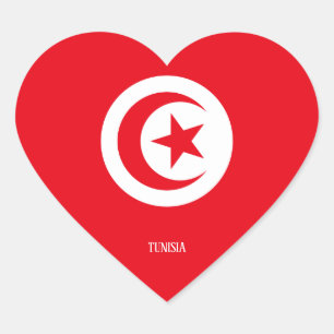 Tunisia Flag Splendid Patriotic Heart Sticker