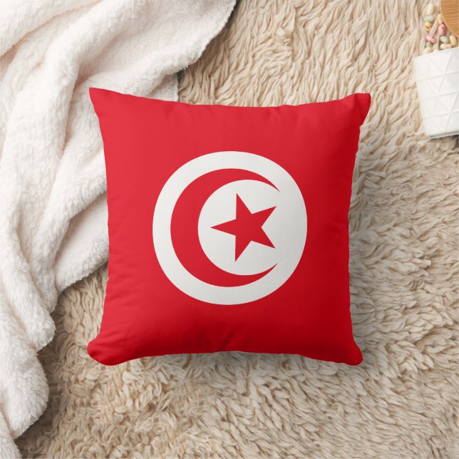Tunisia Flag Throw Pillow (Blanket)