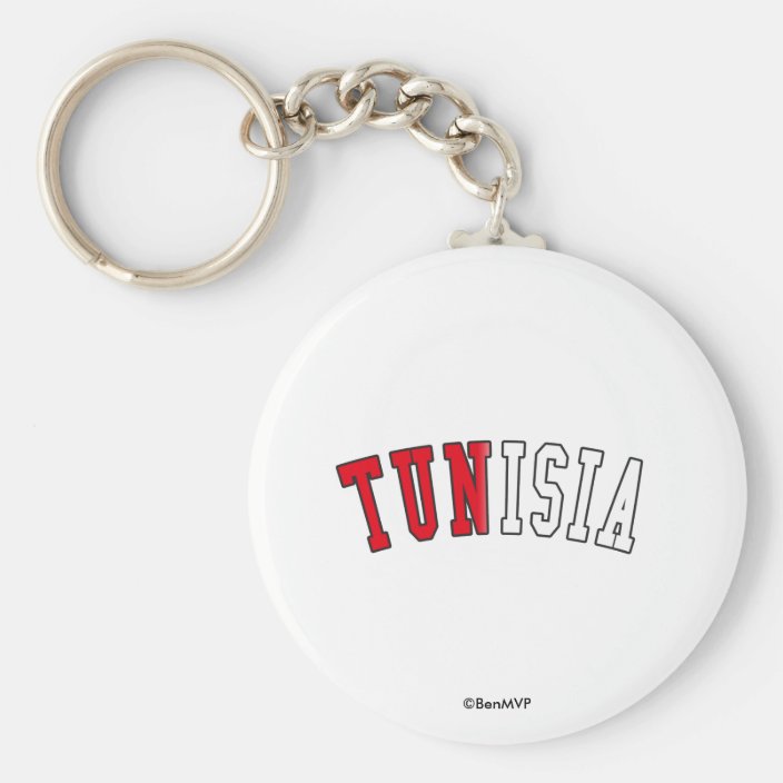 Tunisia in National Flag Colors Keychain