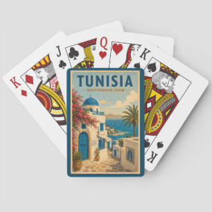 Tunisia Landscape Illustration Travel Art Vintage Poker Cards