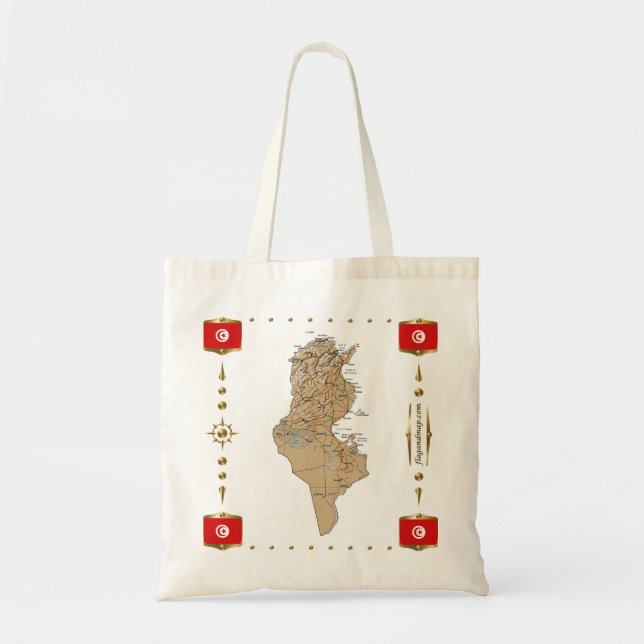 Tunisia Map + Flags Bag (Front)