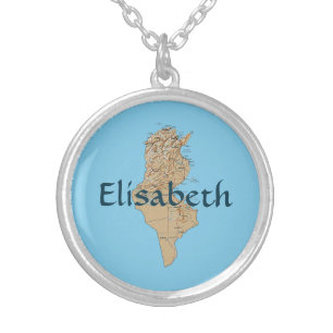 Tunisia Map + Name Necklace