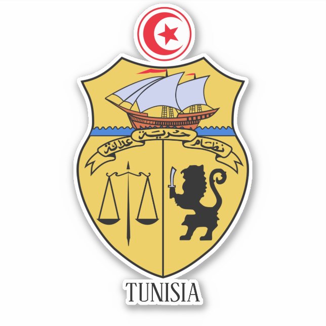 Tunisia National Coat Of Arms Patriotic Sticker (Front)