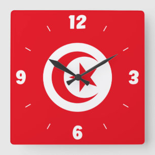 Tunisia National Flag Patriotic Square Wall Clock