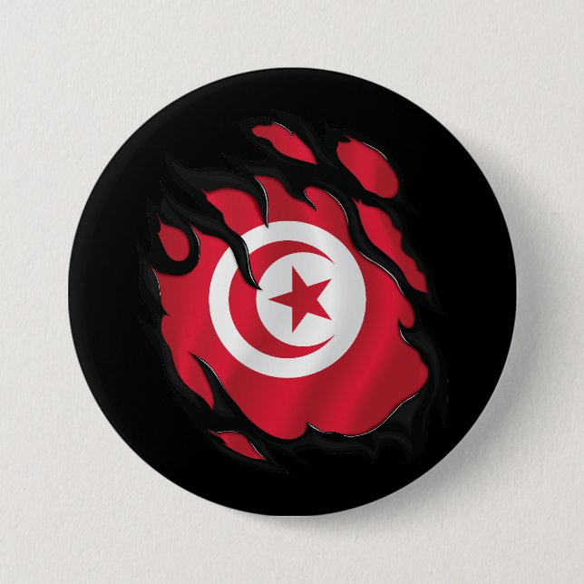 Tunisia Ripped Flag Button (Front)