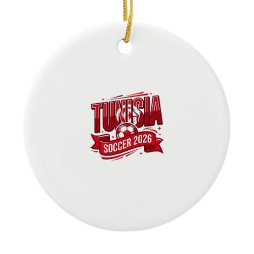 Tunisia Soccer 2026 Soccer Bold Country Typography Ceramic Ornament