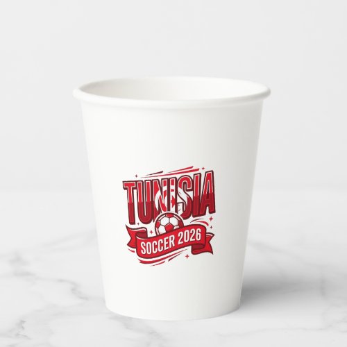 Tunisia Soccer 2026 Soccer Bold Country Typography Paper Cups