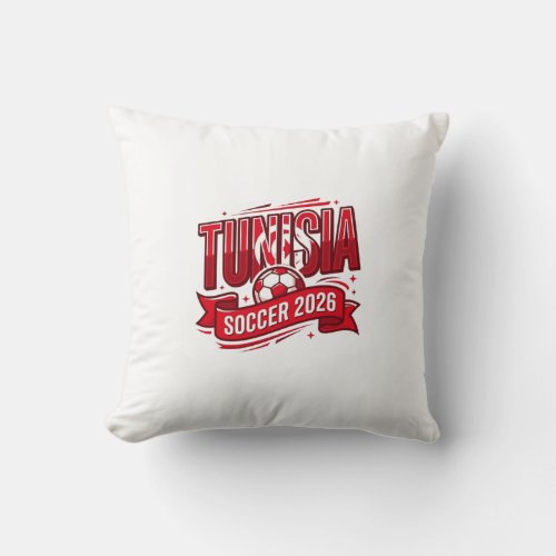 Tunisia Soccer 2026 Soccer Bold Country Typography Throw Pillow